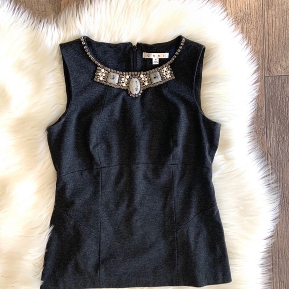 CAbi The Glitz Style #508 Sleeveless Embellished Neck Blouse - Picture 3 of 10